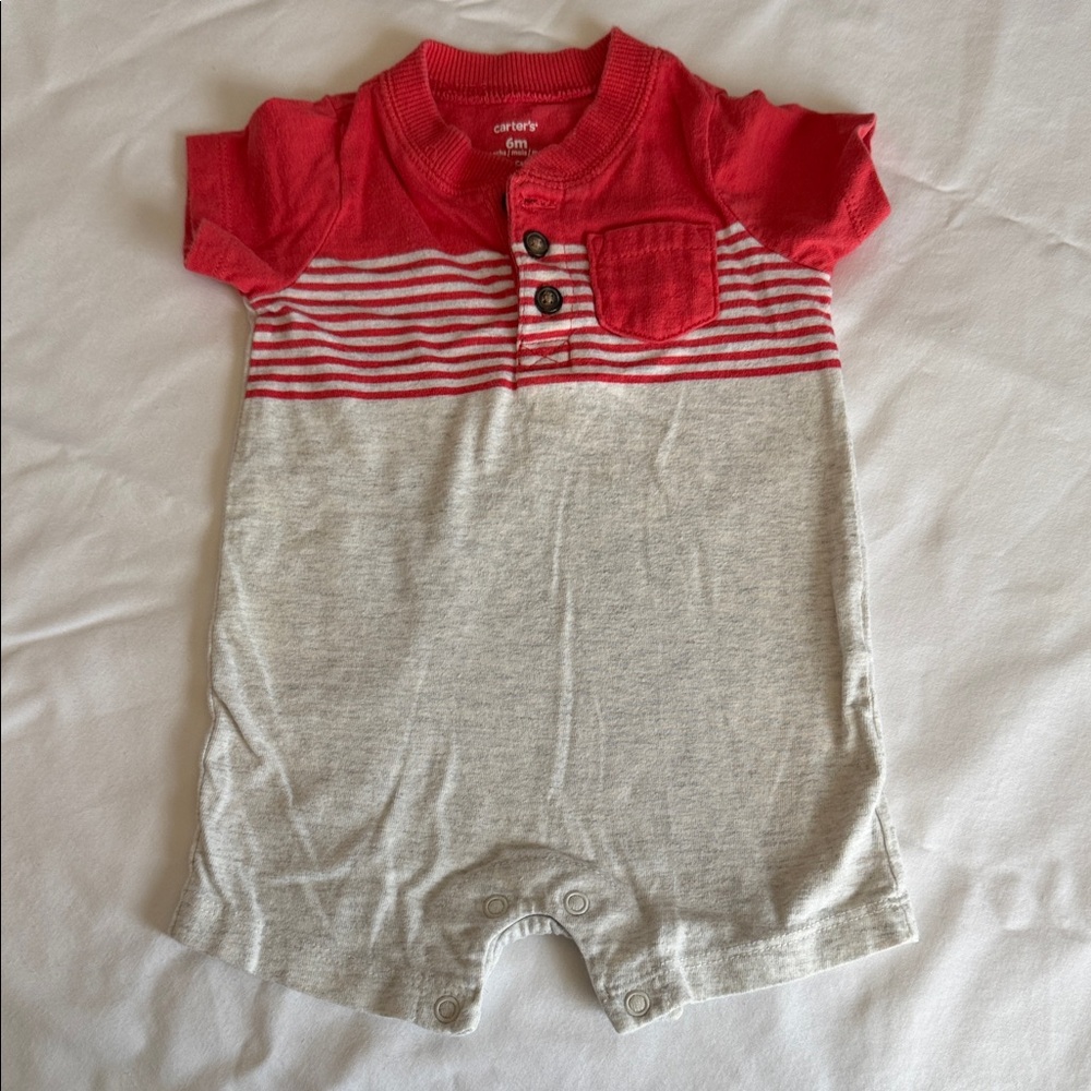 Carter's Red and Gray Baby Romper
